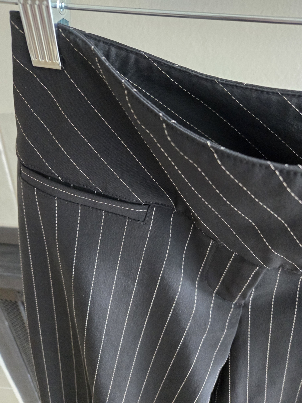 bebe Black Pinstripe Boot-Cut Dress Pants - Picture 3 of 4
